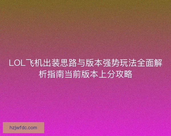 LOL飞机出装思路与版本强势玩法全面解析指南当前版本上分攻略