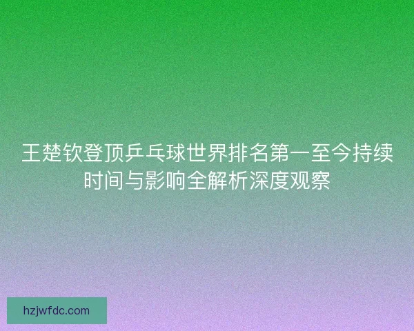 王楚钦登顶乒乓球世界排名第一至今持续时间与影响全解析深度观察