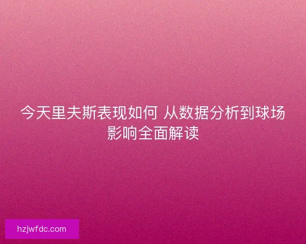 今天里夫斯表现如何 从数据分析到球场影响全面解读