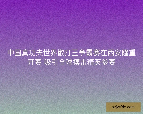 中国真功夫世界散打王争霸赛在西安隆重开赛 吸引全球搏击精英参赛